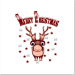 Merry Christmas Reindeer Posters and Art